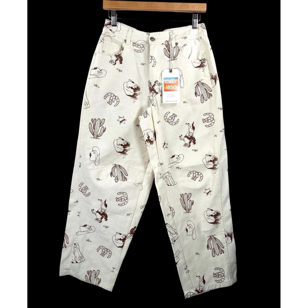 Cali 1850 Western Print jeans sz 3  Barrel‎ relaxed leg cow girl western boho